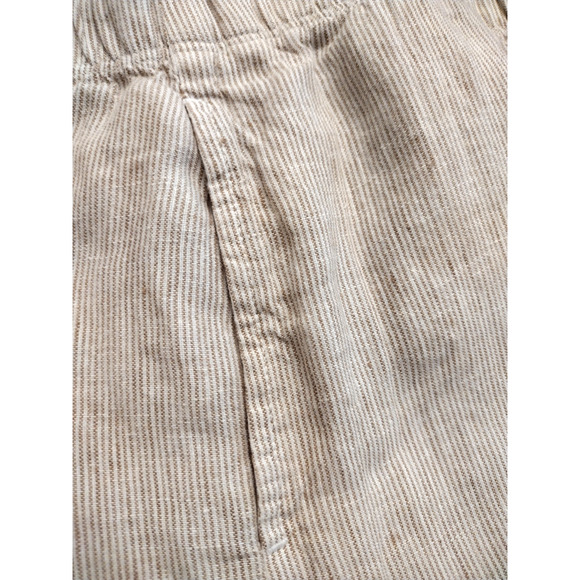 J.Jill Love 100% Linen A-Line Skirt Paperbag Waist  Pockets Tan Striped XL - Picture 5 of 10